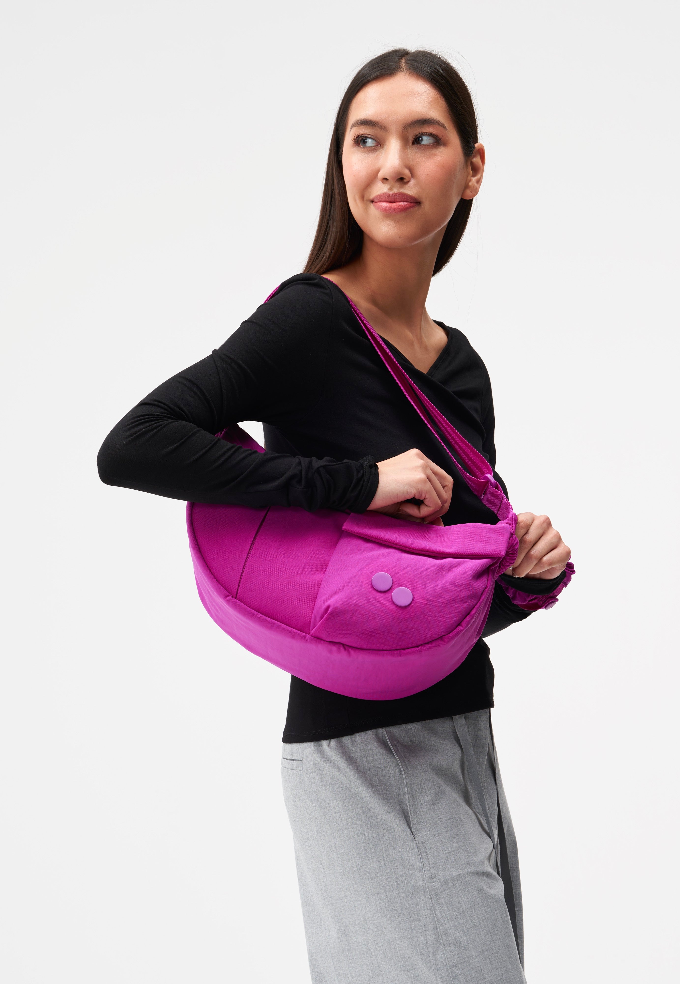 pinqponq Krumm Medium Crinkle Fuchsia Crossbody Bag