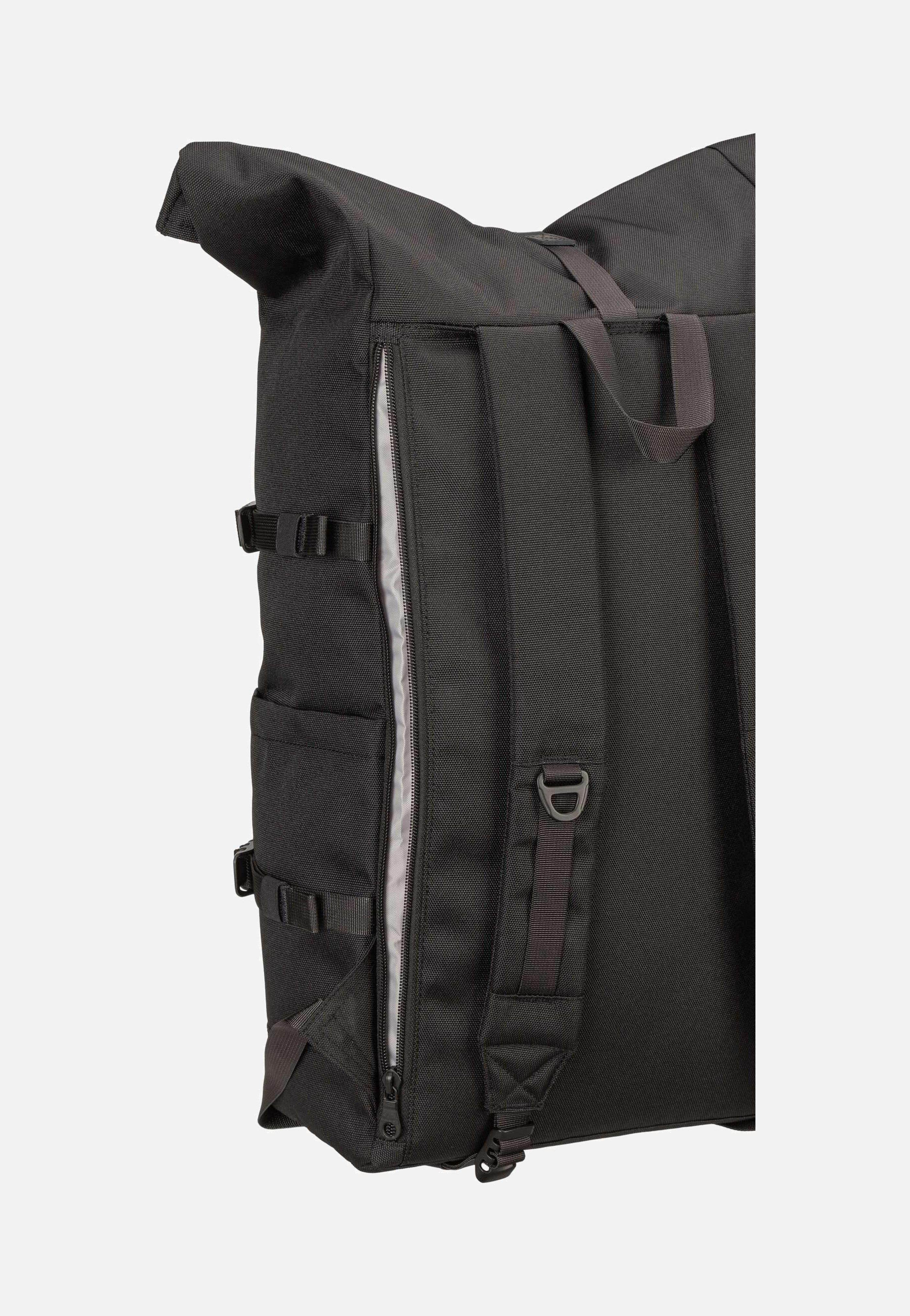 Sandqvist - Icon BP L Black/Black Leather - Rolltop Backpack | Neutral-Image