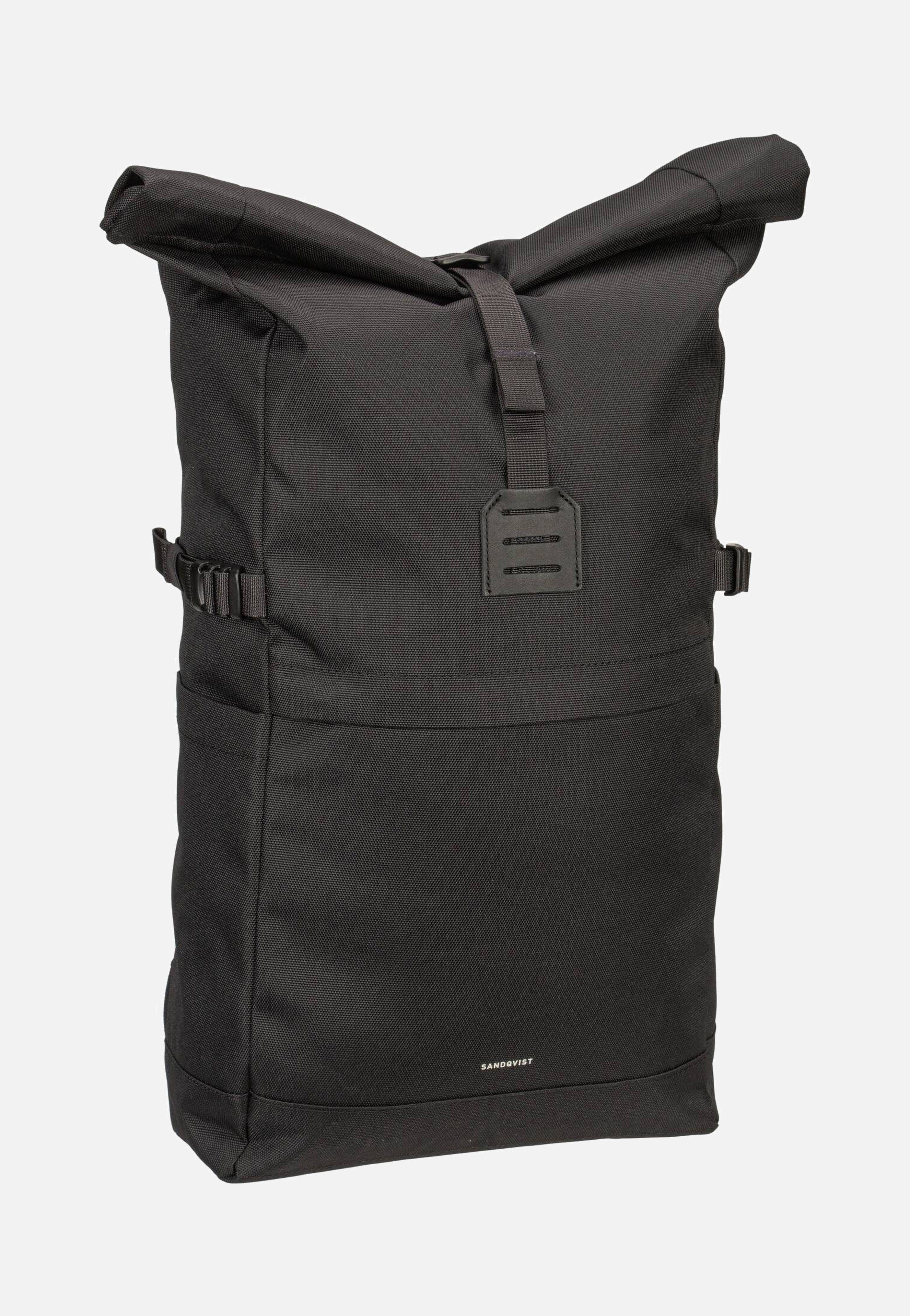 Sandqvist - Icon BP M Black/Black Leather - Rolltop Backpack | Neutral-Image