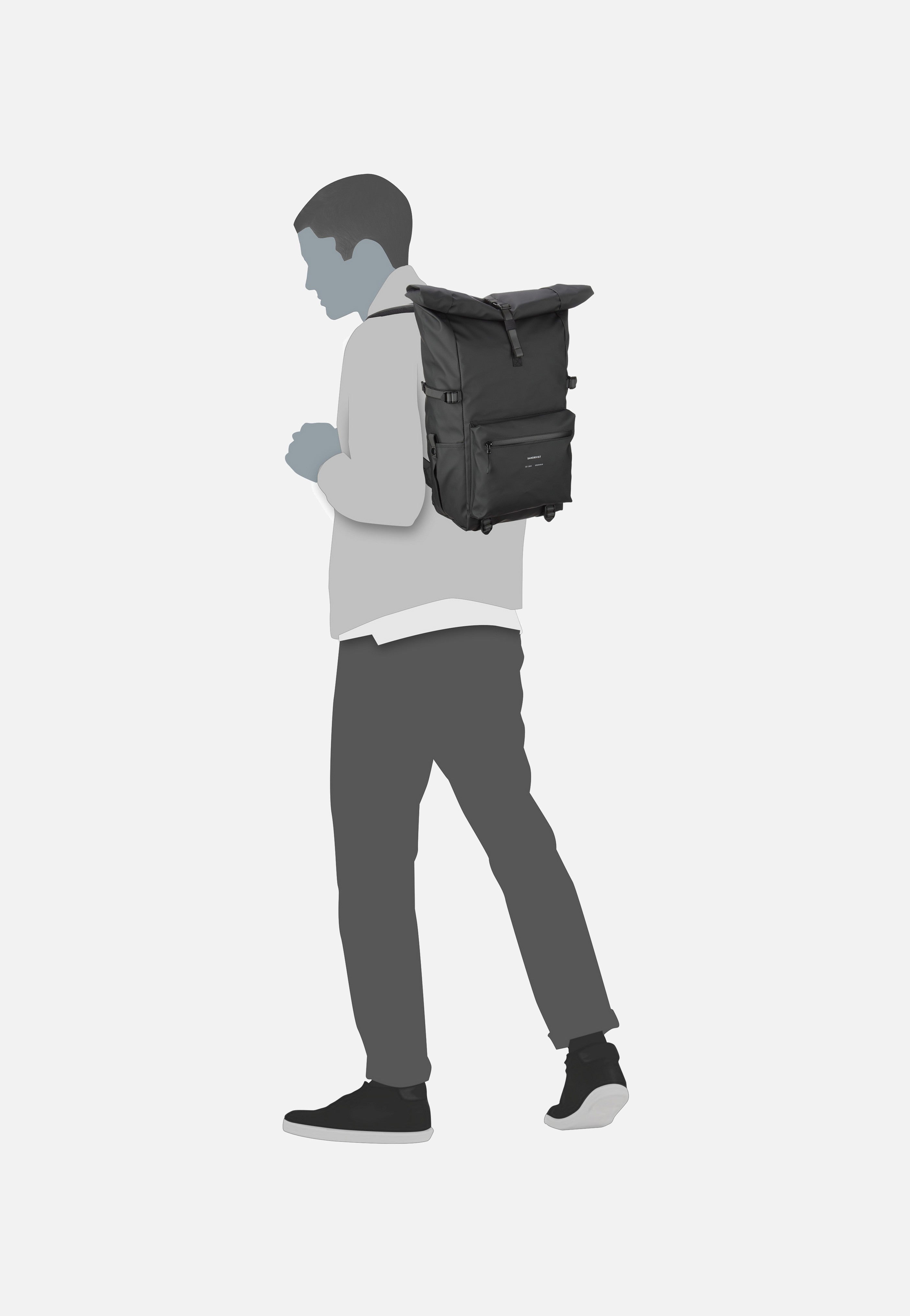 Sandqvist - Ruben 2.0 Black - Rolltop Backpack | Neutral-Image