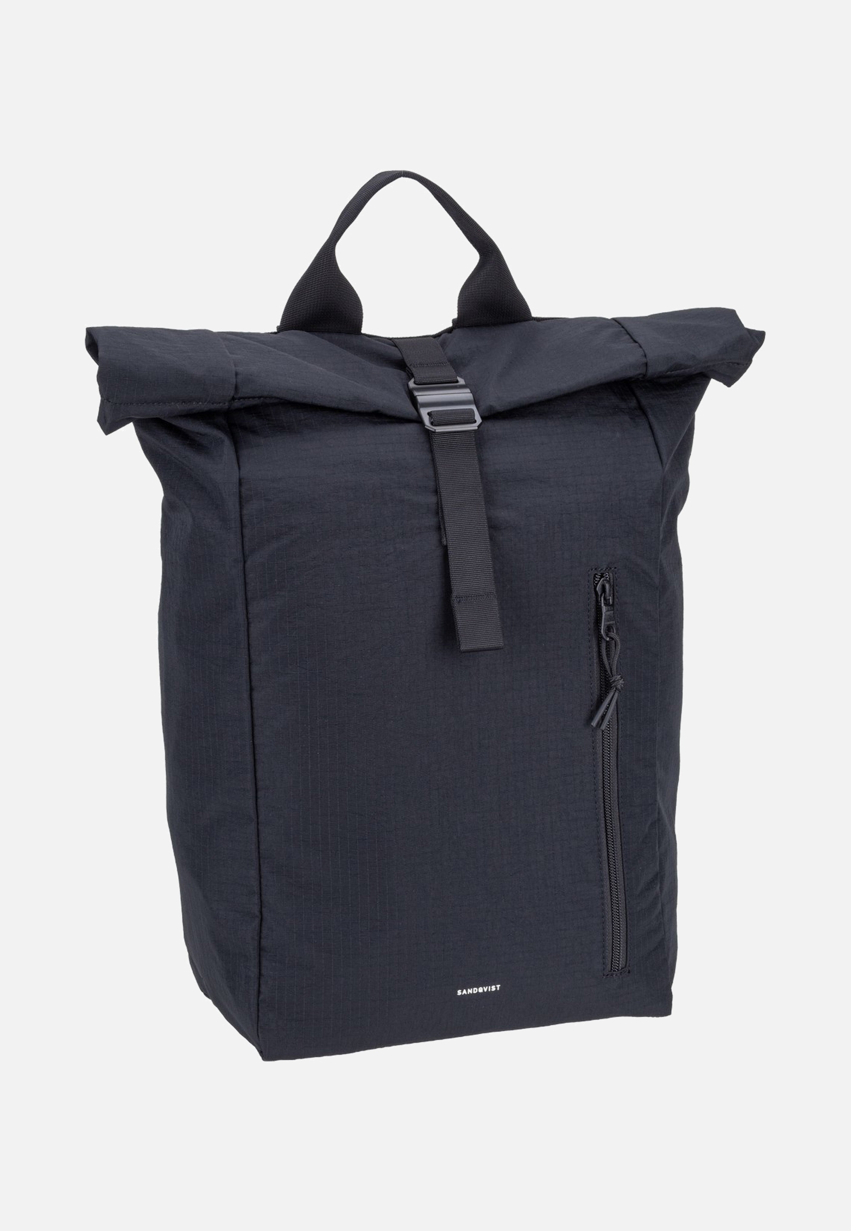 Sandqvist Grid Rolltop 16' Black Rolltop Rucksack