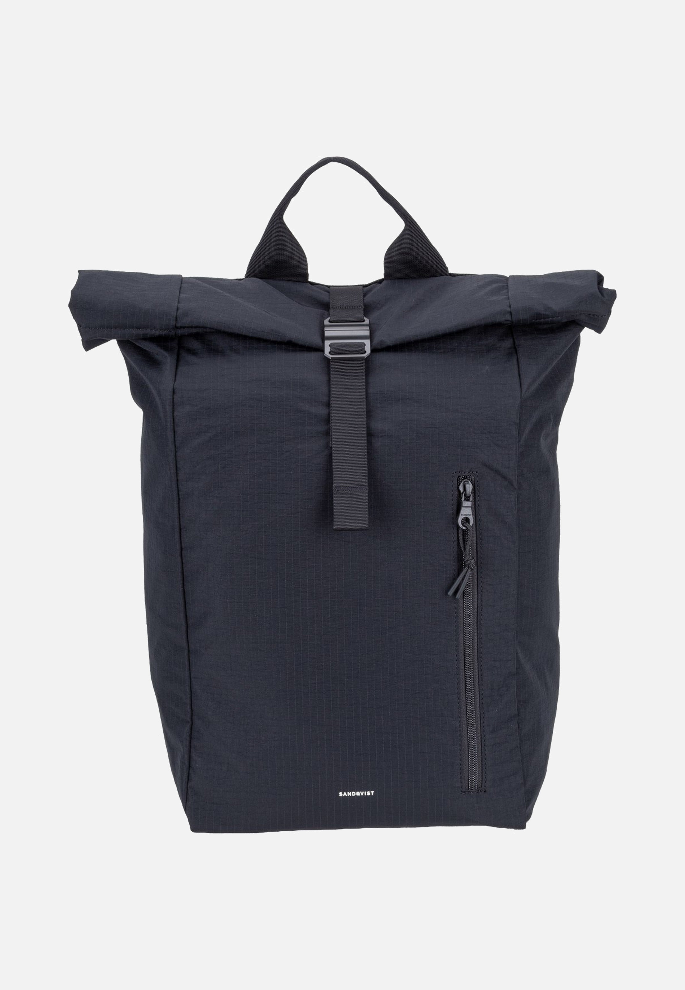 Sandqvist Grid Rolltop 16' Black Rolltop Rucksack
