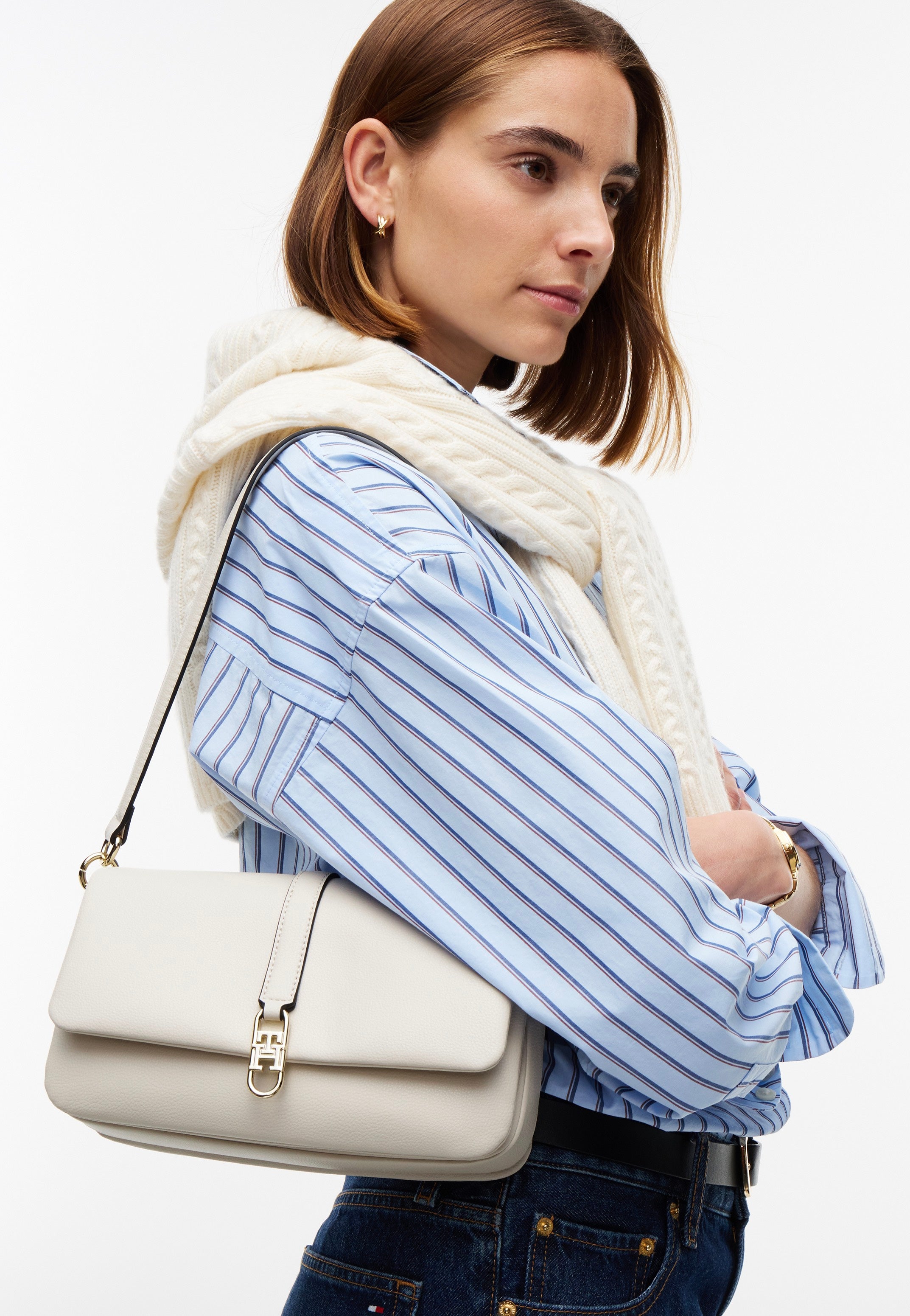 Tommy Hilfiger TH Libre Conv Flap Crossover Soft Cream Crossbody Bag