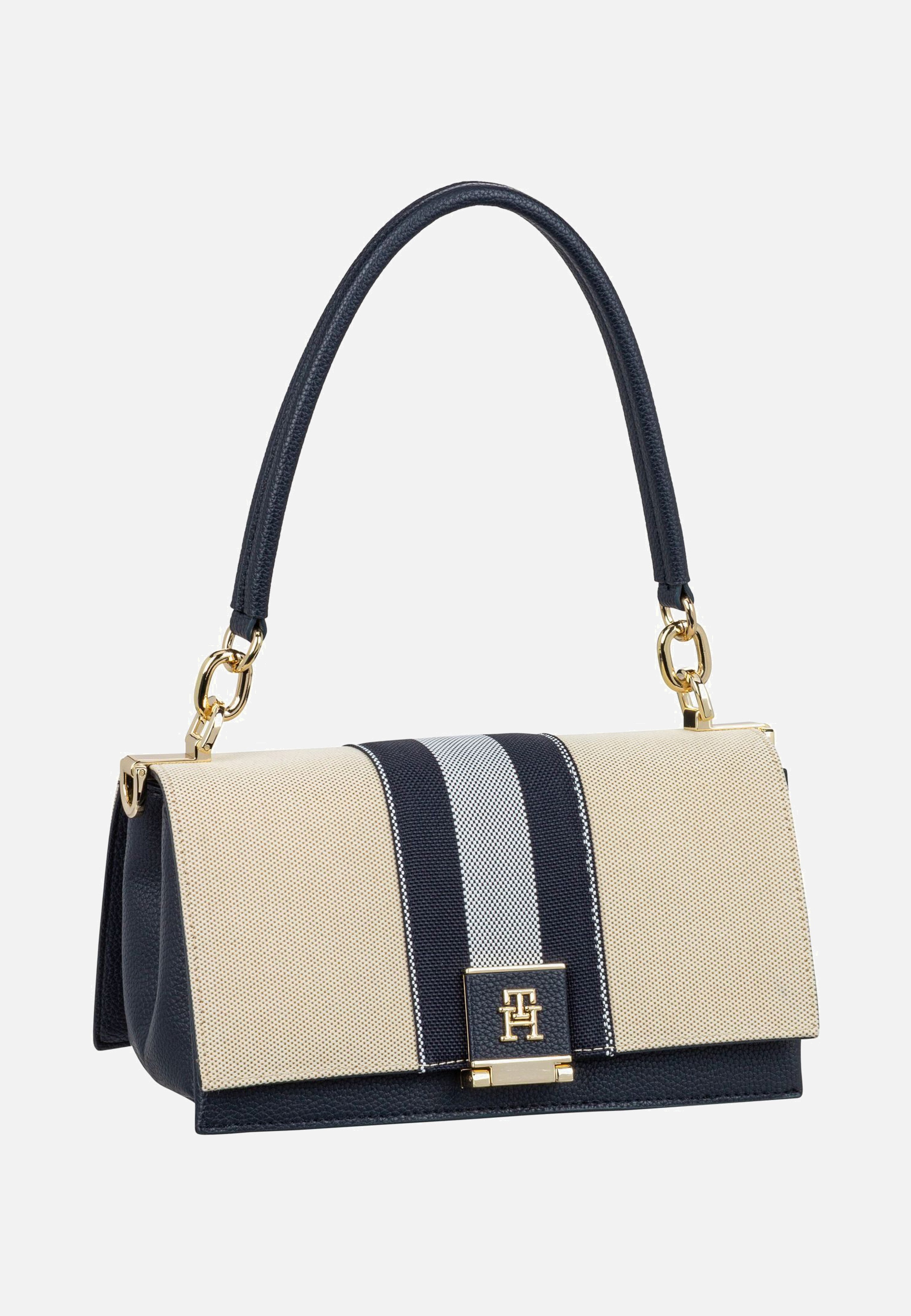 Tommy Hilfiger - TH Her Medium Stripes 17404 SP25 Space Blue Canvas Mix - Shoulder Bag | Women-Image