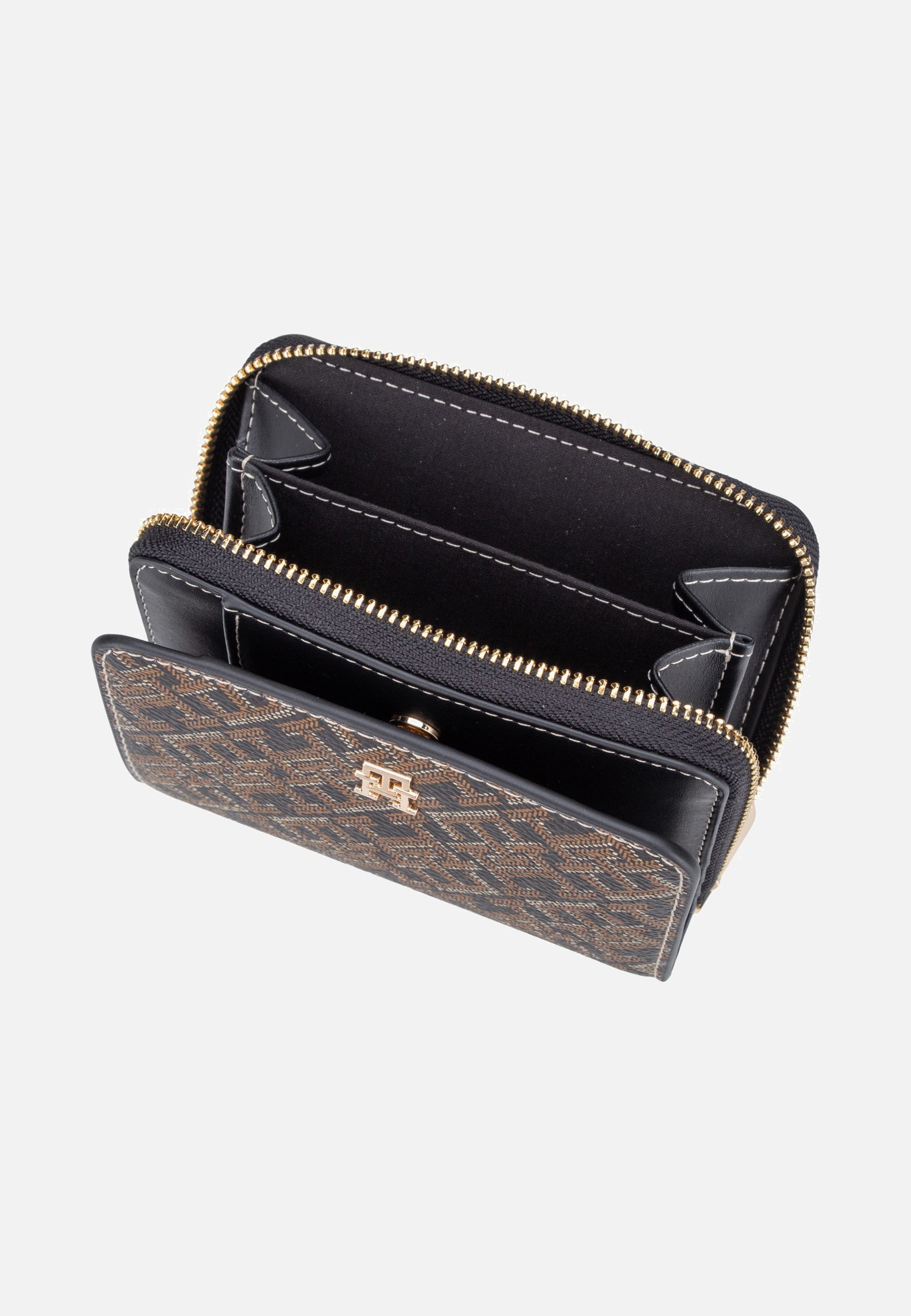 Tommy Hilfiger TH Icon Med Za W/Flap Mono Print Black Mix Wallet