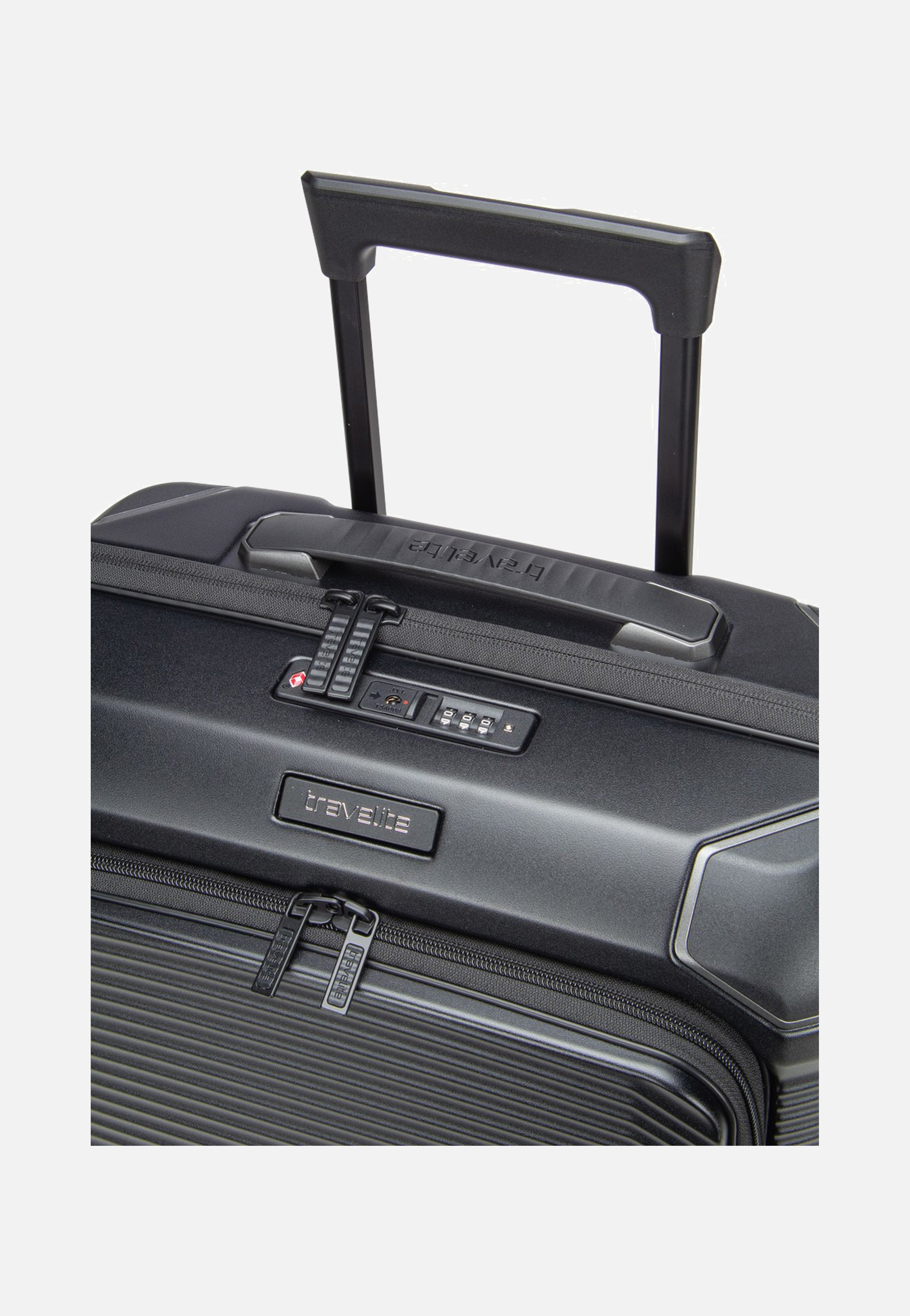 travelite Millennium Trolley 4W S Front Pocket Black Koffer