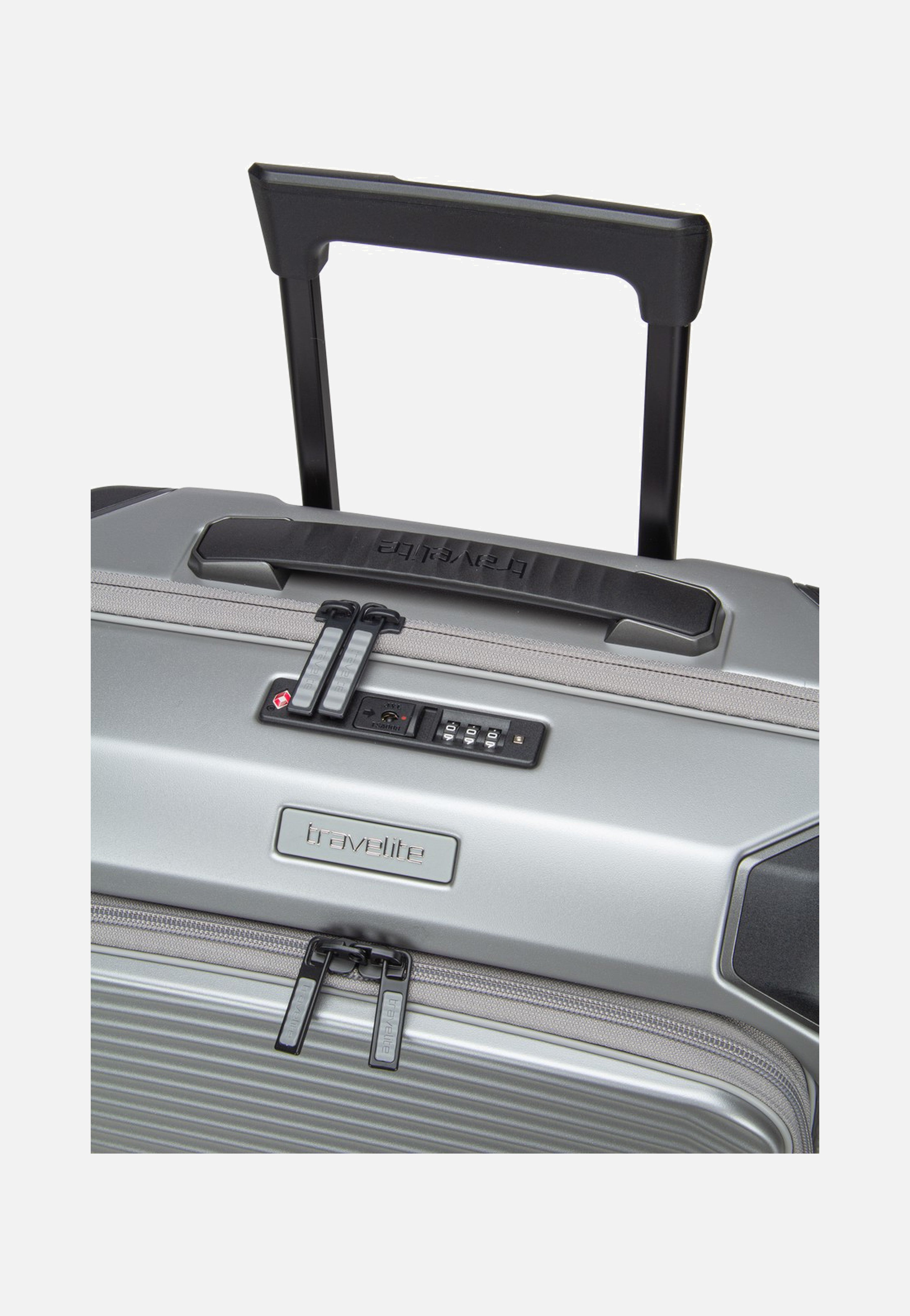 travelite Millennium Trolley 4W S Front Pocket Silver Koffer
