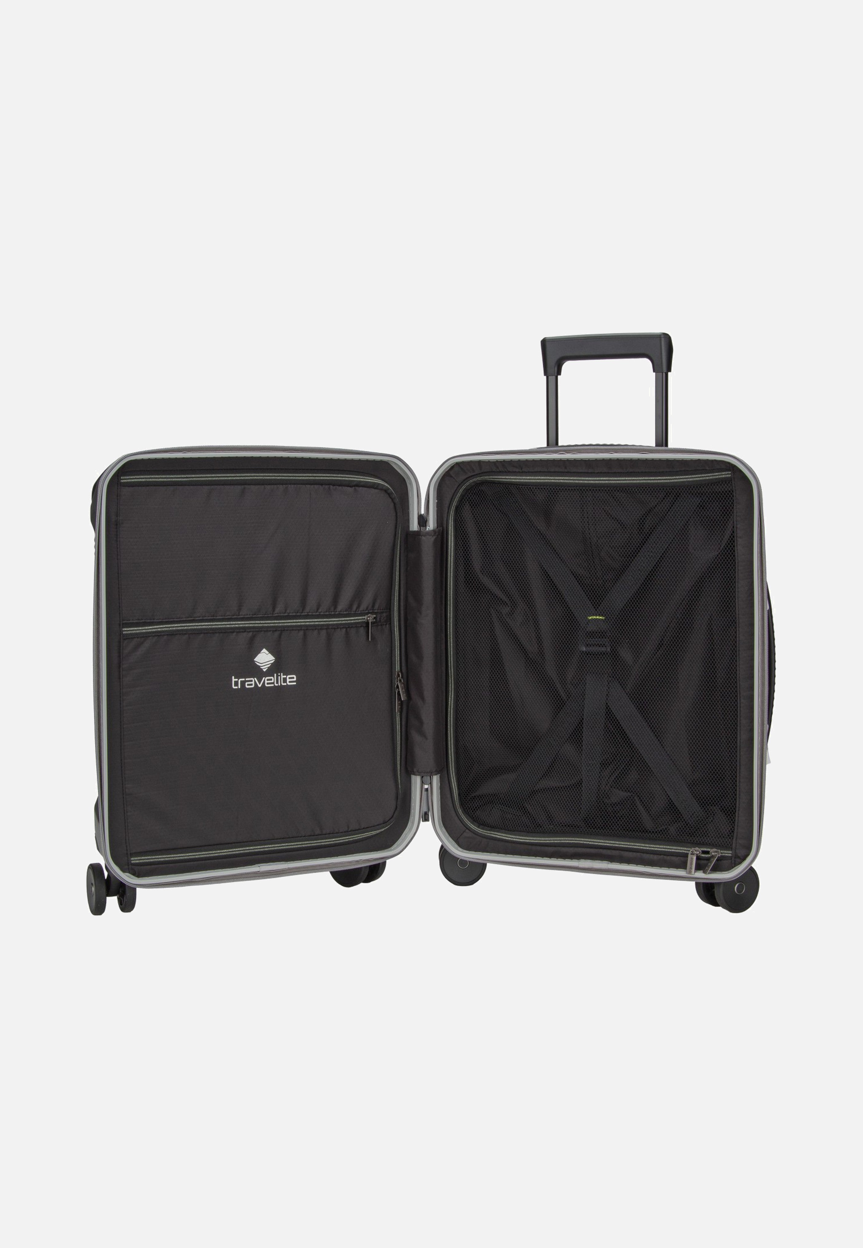 travelite Millennium Trolley 4W S Front Pocket Silver Koffer